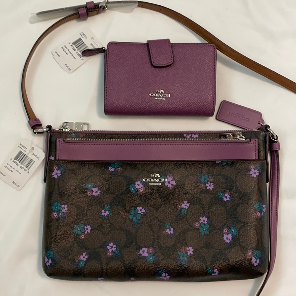NWT Coach NEW Crossbody Signature Floral & Wallet